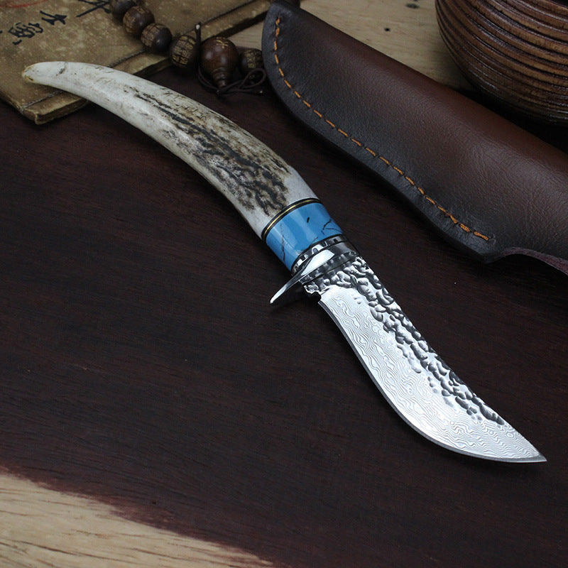Outdoor Damascus Hunting Knife Non-Slip Handle