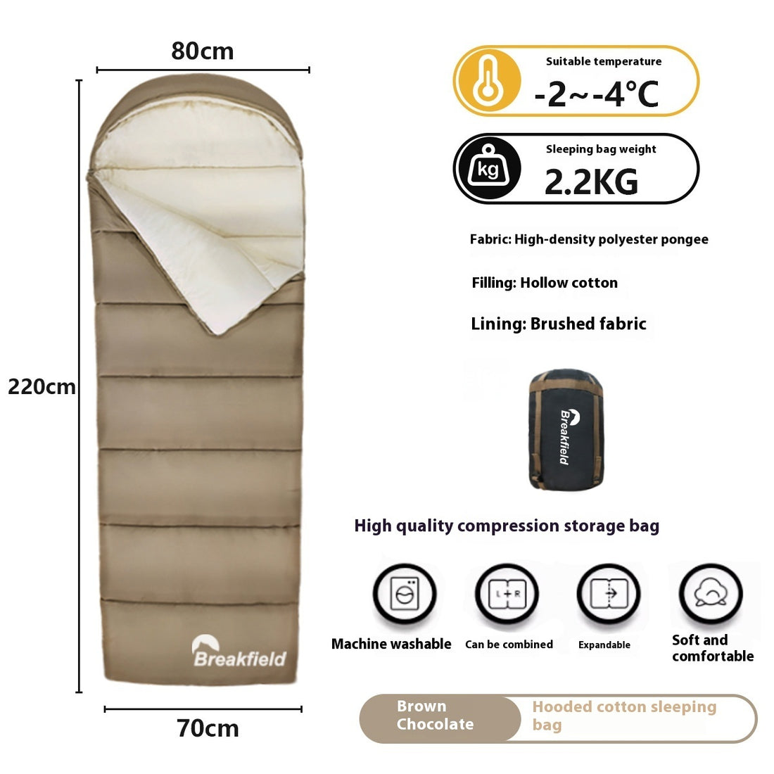 Waterproof Cotton Camping Sleeping Bag Four Seasons Splicing